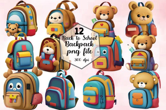 Back to School Backpack Clipart Bundle