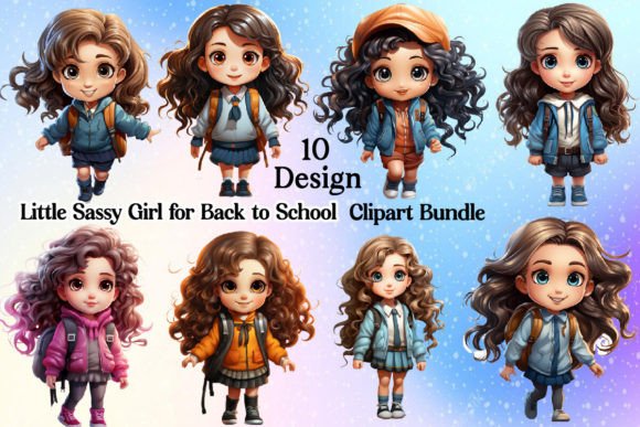 Back to School Girl Clipart Bundle