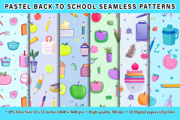 Pastel Back to School Seamless Patterns